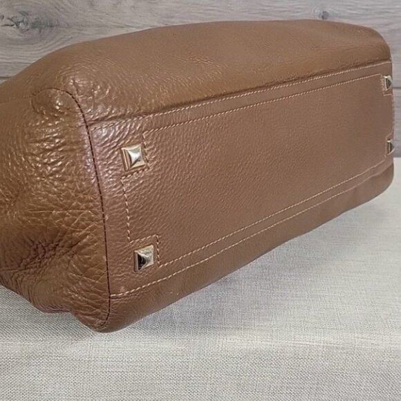 Henri Bendel Taupe Brown Pebbled Handbag Tote Purse Satchel - Picture 6 of 9